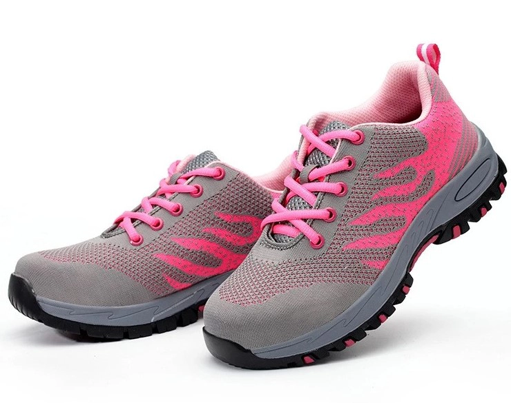 China SP012 rubber sole flyknit steel toe sport type women safety shoe manufacturer