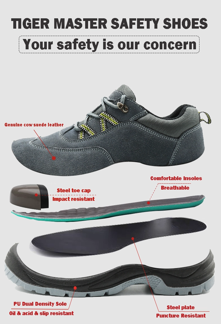 China TM2016 Anti slip suede leather steel toe prevent puncture sport type safety shoes manufacturer