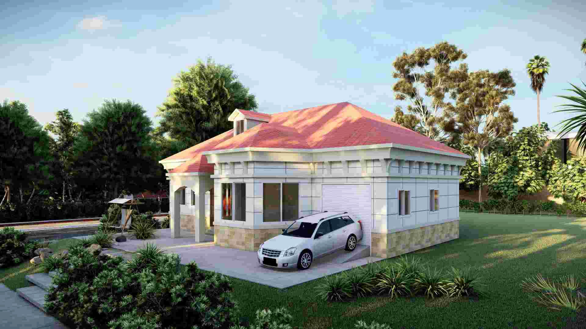 Homas prefabricadas Estructura de acero Villa Diseño de edificios prefabricados con garaje - QB11
