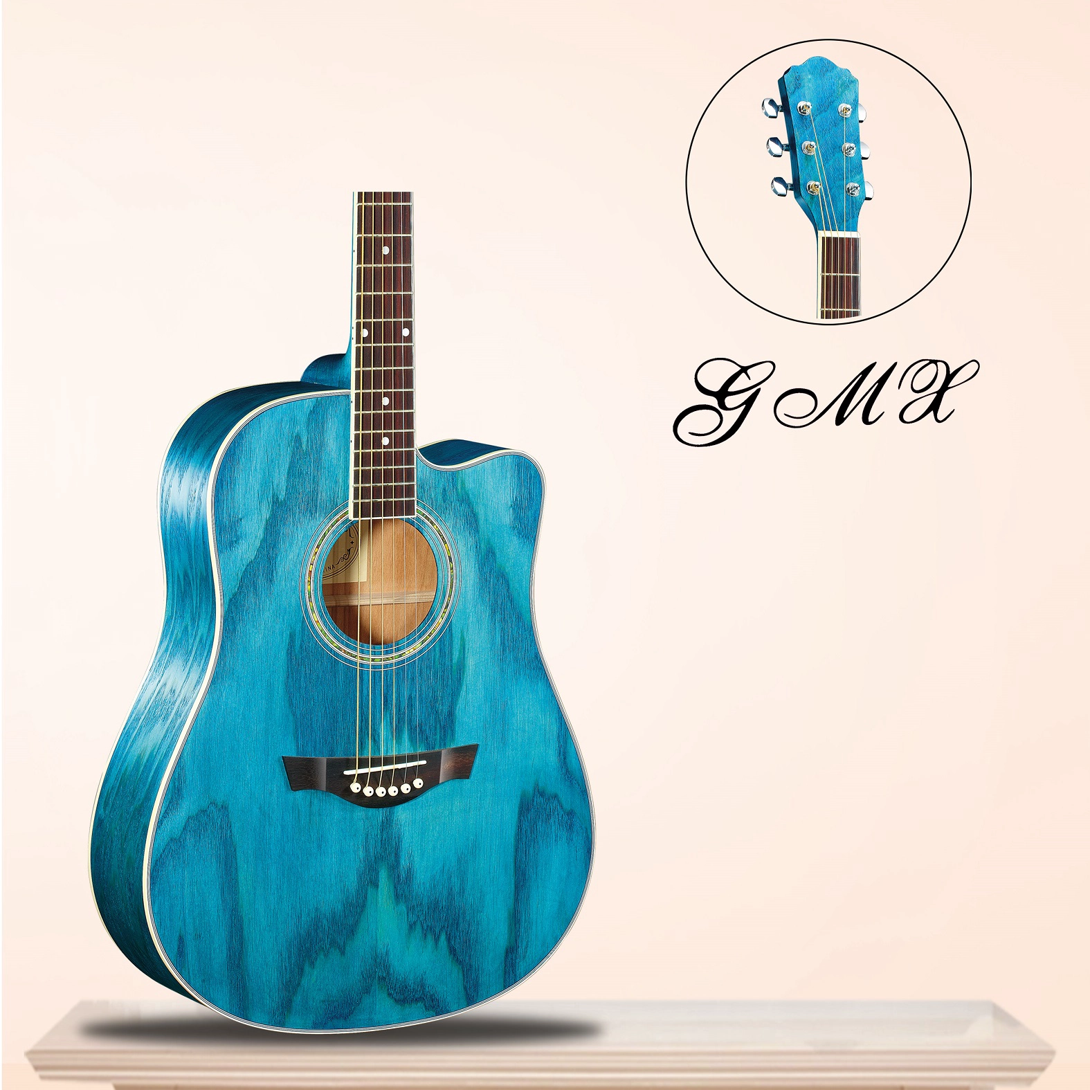 Diecast máquina de cabeza de cromo al por mayor de alta gama de madera contrachapada guitarra acústica
