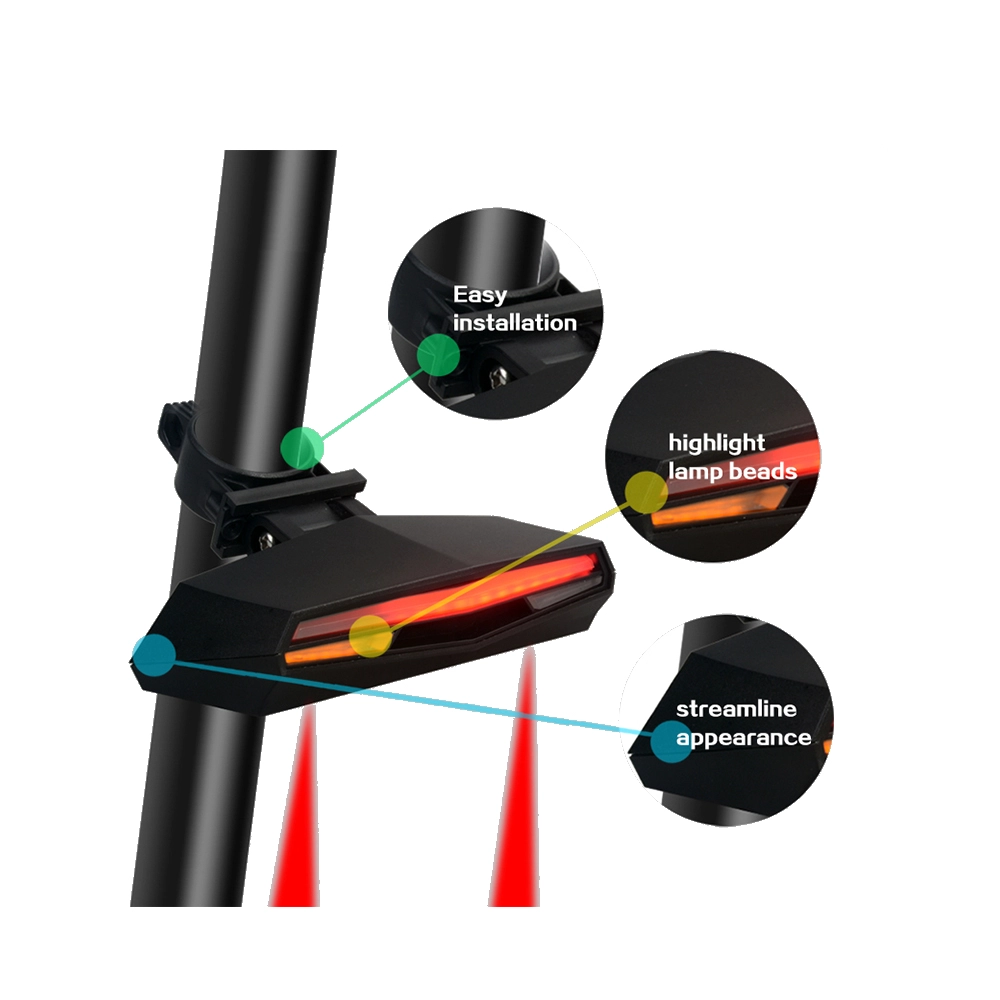 Lámparas de luces led con batería para ciclismo con control remoto multifunción de alta calidad, luces de advertencia led para bicicleta