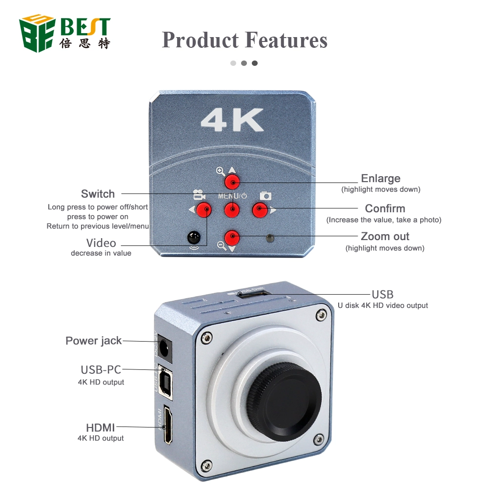 2022新型超高清4K 1080P USB HDMI数字显微镜摄像机工业实验室检测图像采集视频录像机