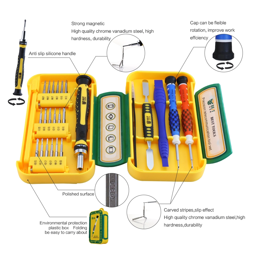 Kit di strumenti di riparazione per telefono cellulare professionale 24-set di cacciaviti BEST-8925