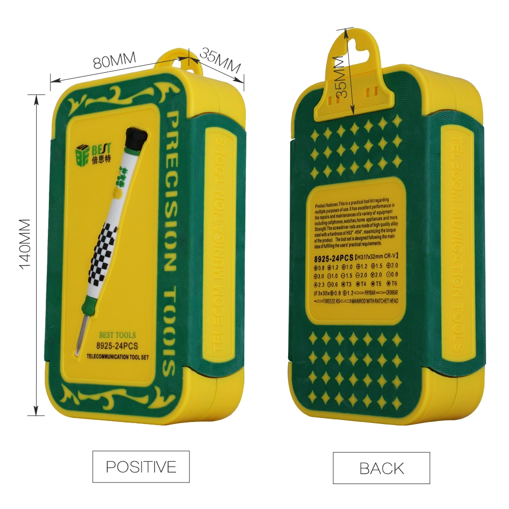 Kit di strumenti di riparazione per telefono cellulare professionale 24-set di cacciaviti BEST-8925