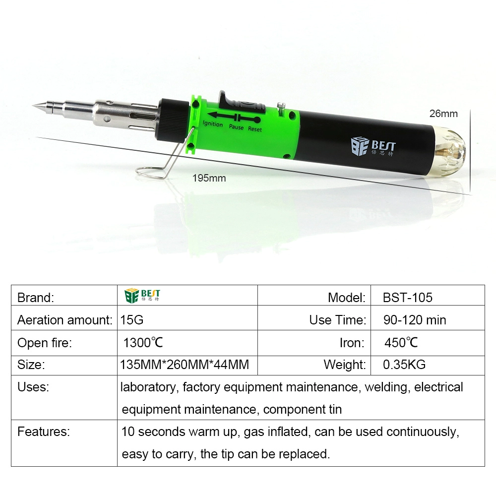BEST-105 Top Quality 10 en 1 Fer à Souder au Butane Set de Soudure Kit Type de Stylo Torche