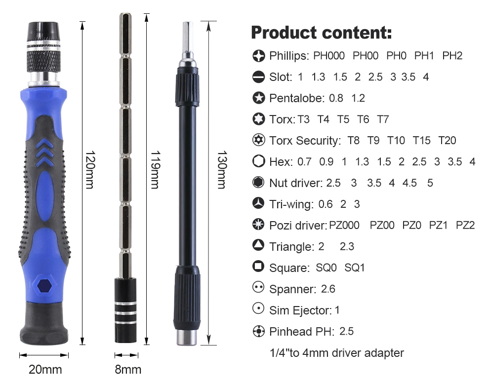 BEST-119B Universal Pro Hand DIY Cell Phone Laptop PC Repair Household Precision Screwdriver Set Kit