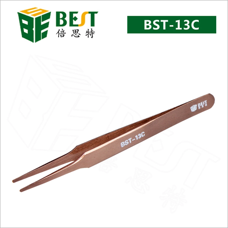 BEST-13C Stainless Steel Colored Round Tip Tweezers Factory