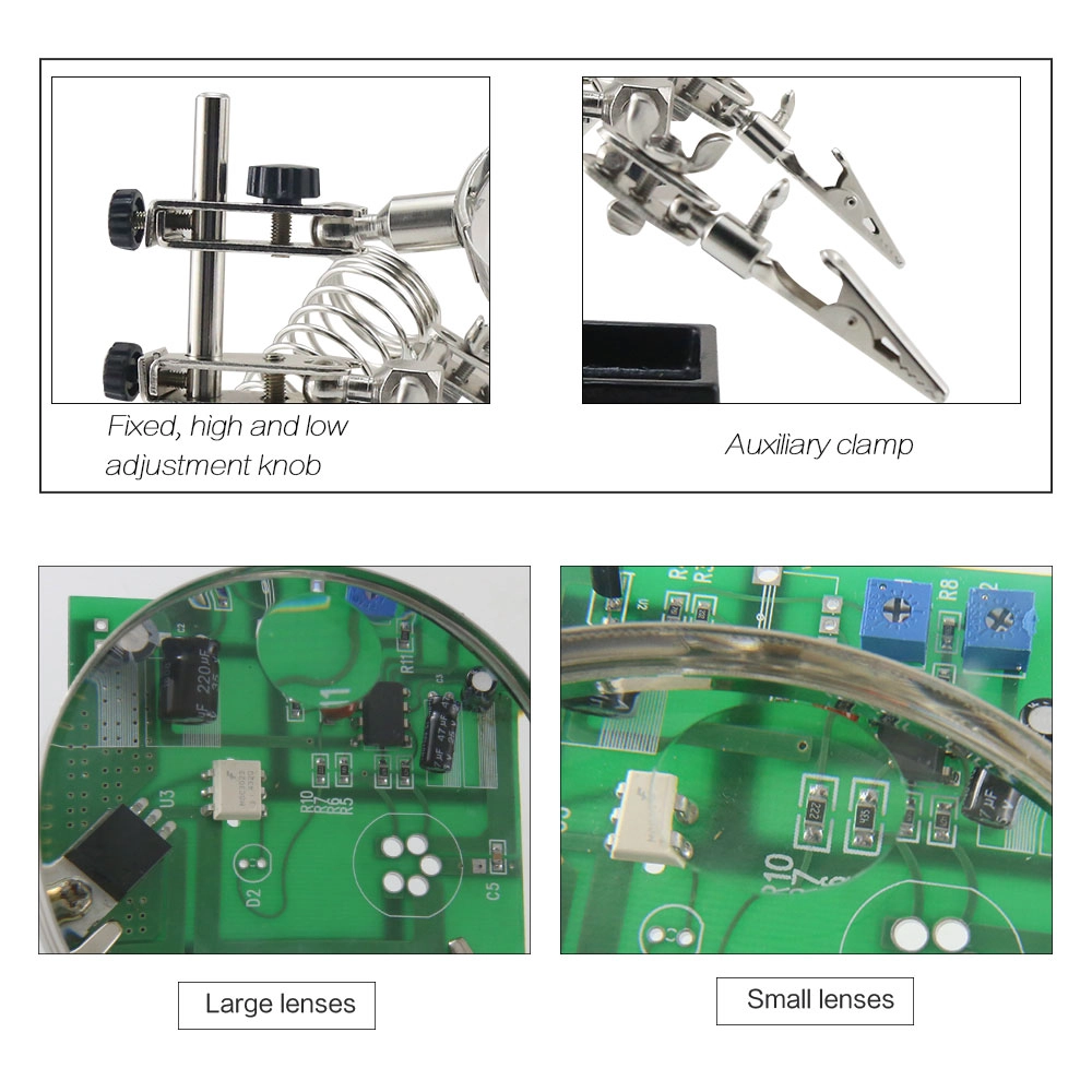 BEST-268Z Magnifying Glass 5X Magnifier Repair Tools Loupe Magnifying Tool Alligator Clip Soldering Solder Iron Stand
