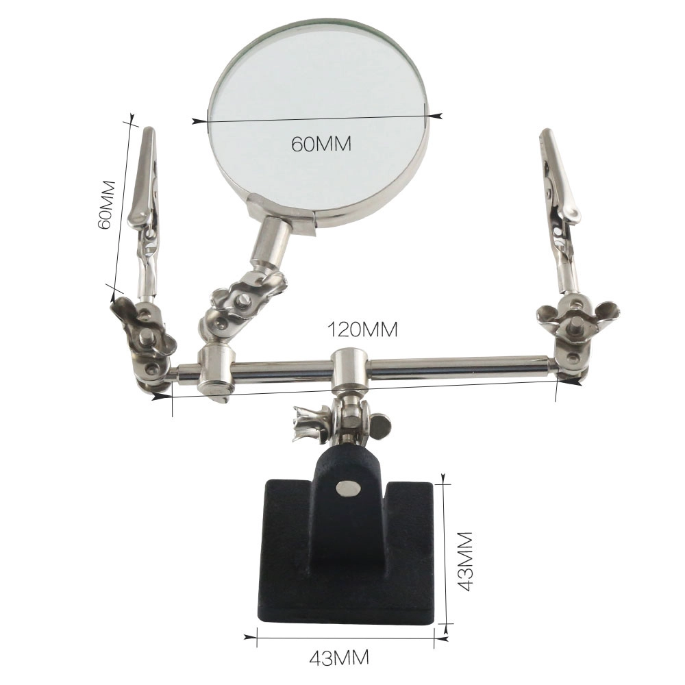 BEST-168Z lupa herramientas de reparación de lupa 5X lupa herramienta de aumento clip de cocodrilo soldadura soporte de hierro