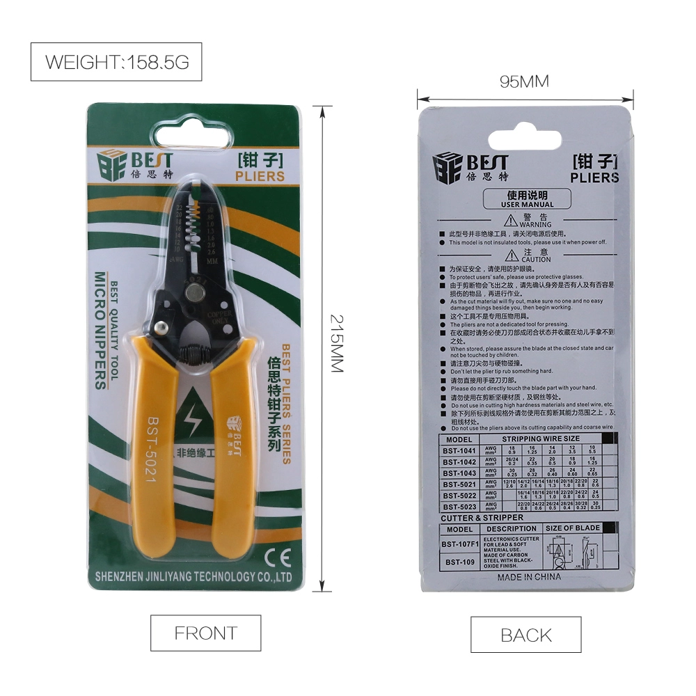 BEST- 5021 pince à fil en acier inoxydable / pince à dénuder / pince à dénuder Pince électronique