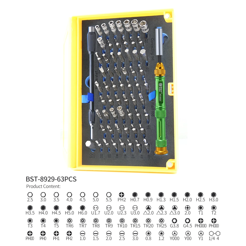 BST-8928 63 stücke Magnetische Elektronische Reparatur Werkzeuge Kit set für handy Computer Laptop Uhr Kamera Präzision Schraubendreher Set