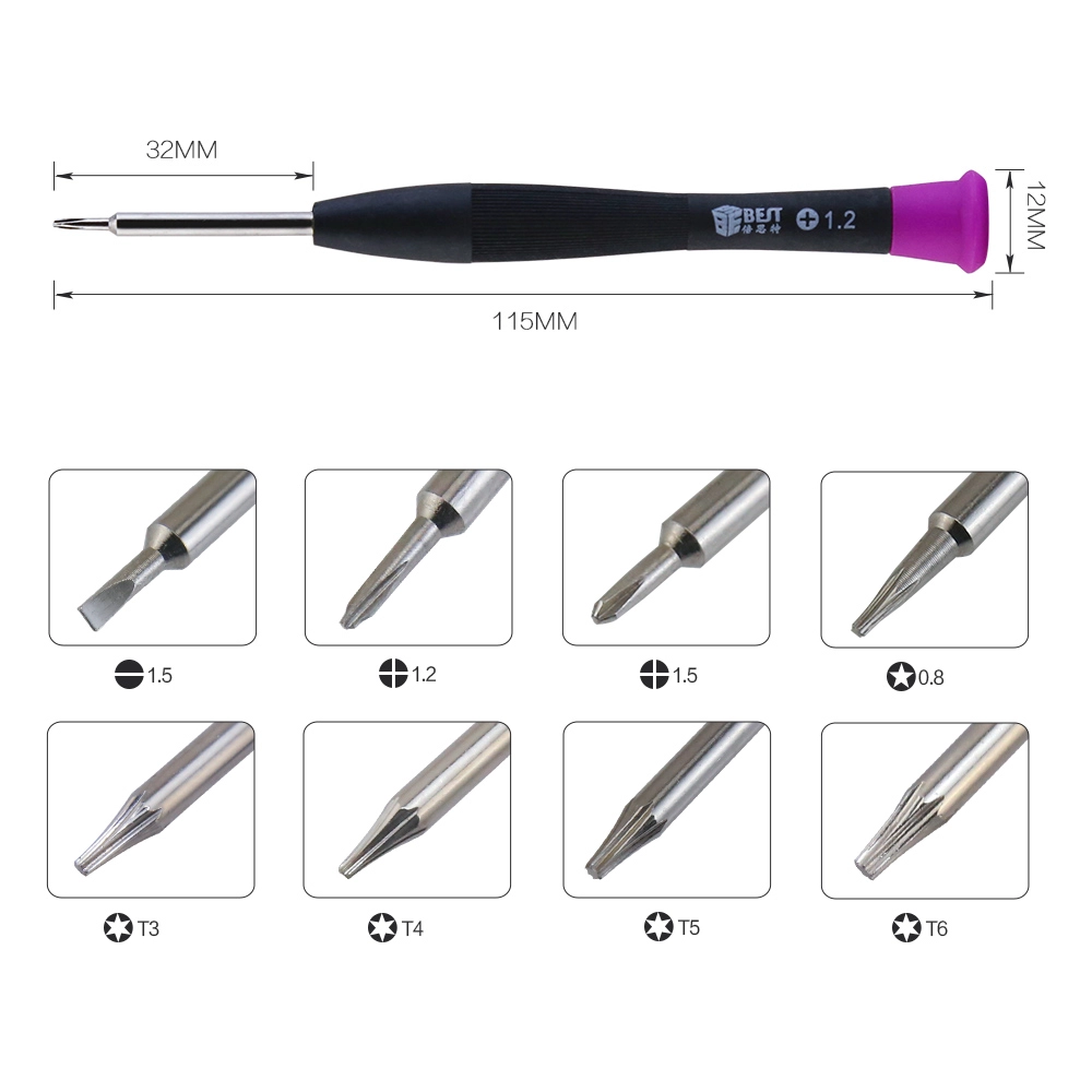 BEST-8801A 8pcs Multifunktions-Schraubendreher-Set Handy-Reparatur-Werkzeuge