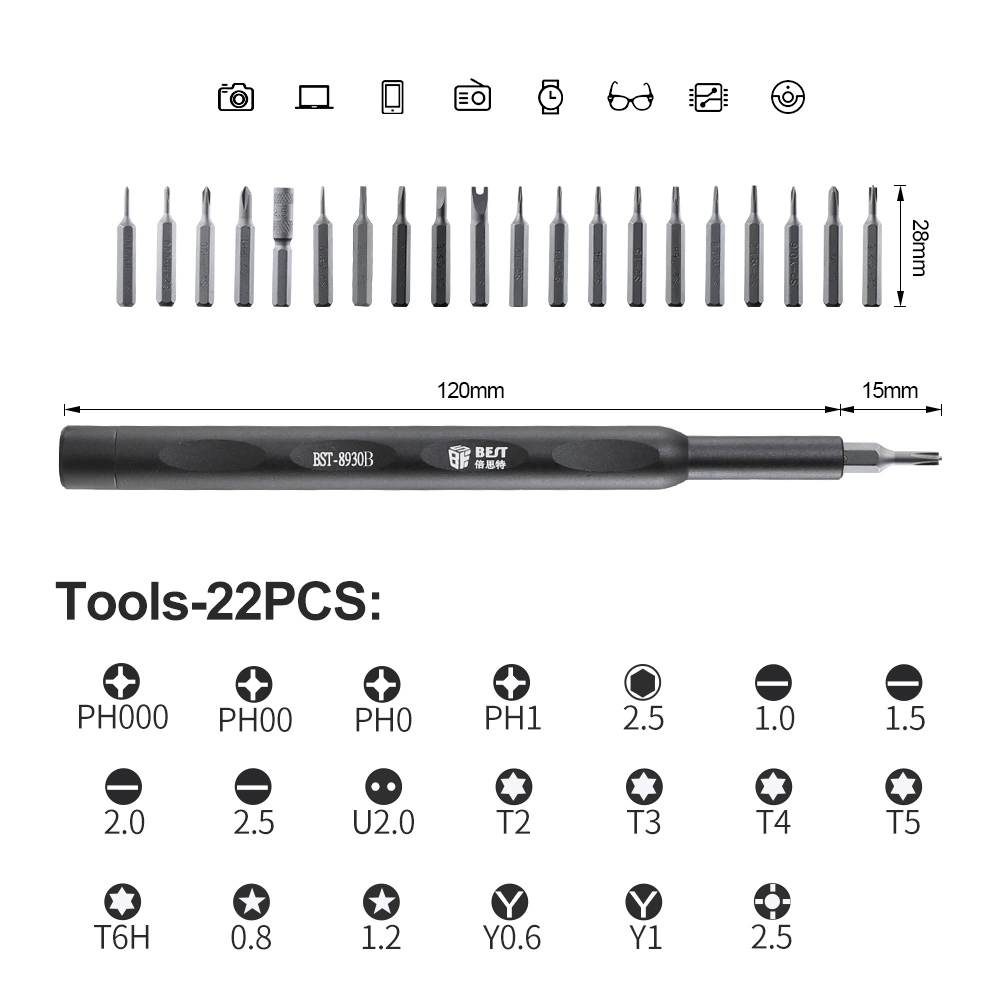 BEST-8930B NEUE Original Globale Version Täglichen Gebrauch Kit 24 Präzision Magnetische S2 stahl Bits DIY Schraubendreher Smart Home Set