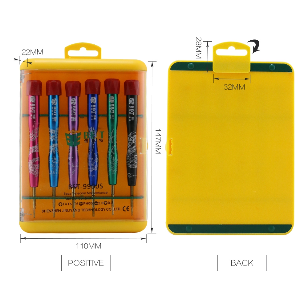 BEST-9900S 6pcs precision screwdriver set with aluminium alloy handle good quality