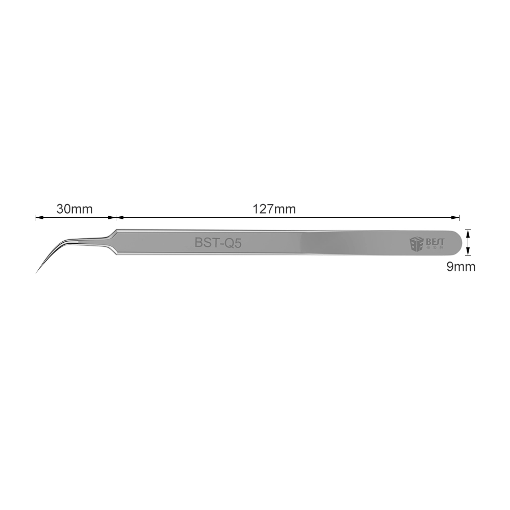 Meilleure pince à épiler à pointe incurvée en acier inoxydable Q5 ultra précision avec pointe fine