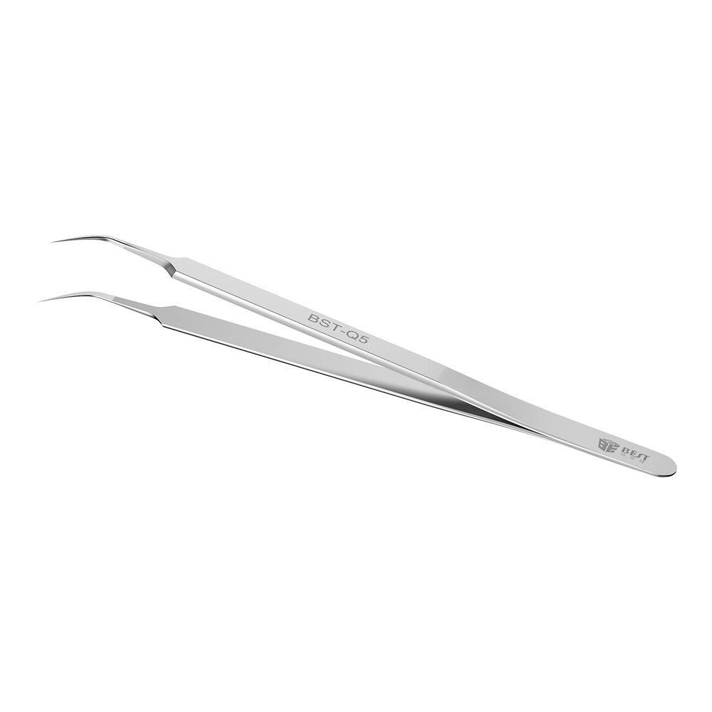 Meilleure pince à épiler à pointe incurvée en acier inoxydable Q5 ultra précision avec pointe fine