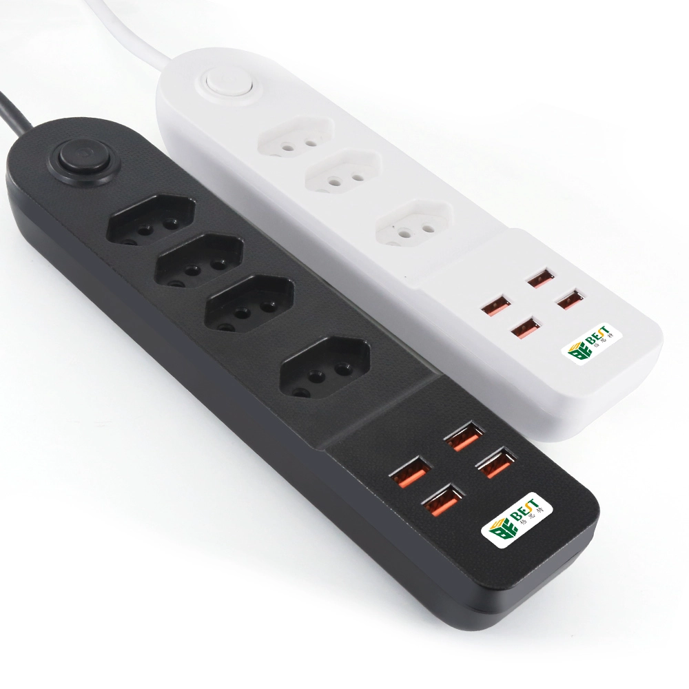 BKL-02 Brasilianischer Standardstecker, 3/4-fach Steckdose mit brasilianischer 4-fach USB-Erweiterungssteckdose