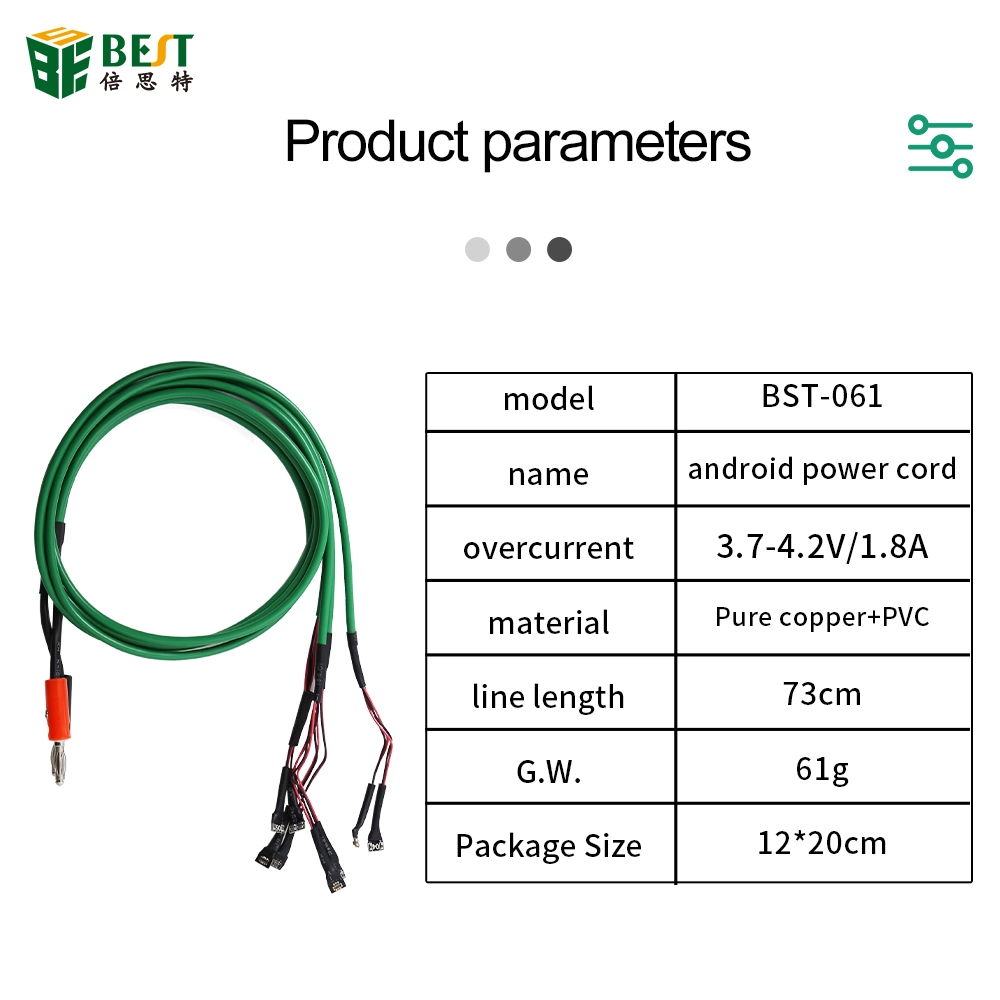 BST-061 Ligne de démarrage de câble d'alimentation d'alimentation Android pour Samsung Huawei Oppo Xiaomi Interrupteur de réparation Cordon d'essai d'alimentation