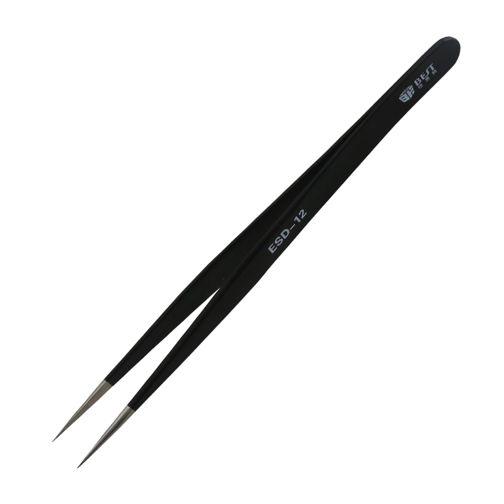 BST-12ESD Anti-static ESD Tweezers Kit Non-magnetic High Hradness Stainless Steel ESD Tweezers