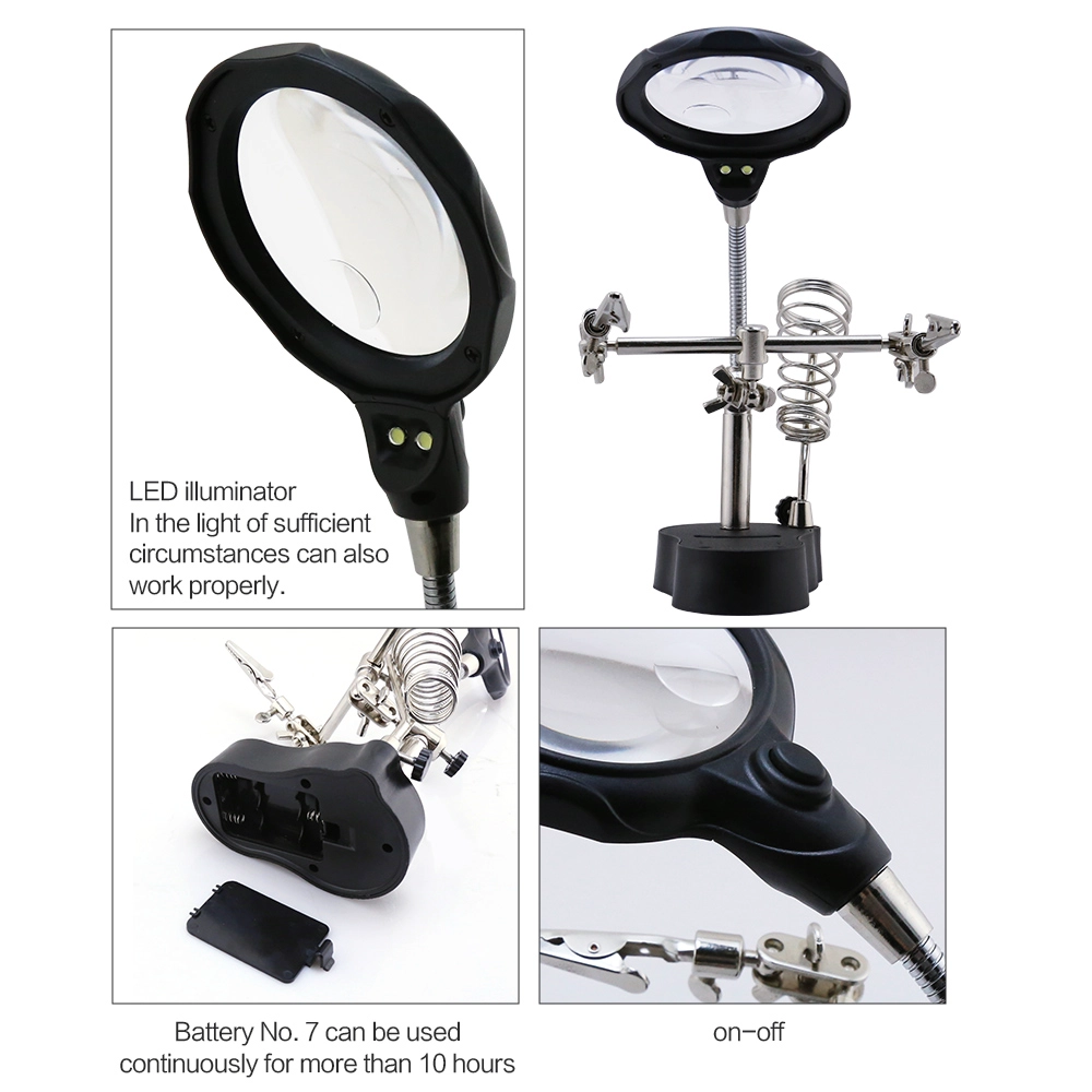 BST-801 Helfende Hand Clip Clamp LED Lupe Lötkolben Stand Lupe Schweiß Rework Reparatur Halter Werkzeuge