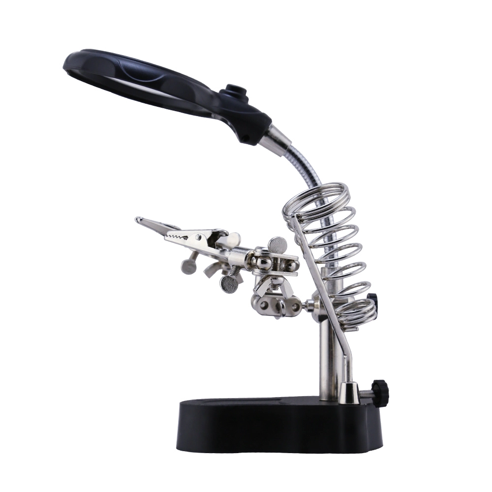 BST-801 Helfende Hand Clip Clamp LED Lupe Lötkolben Stand Lupe Schweiß Rework Reparatur Halter Werkzeuge