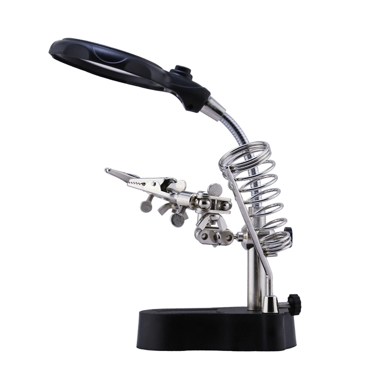 BST-16126A Aiutando il morsetto a clip di terza mano LED Lente d'ingrandimento Supporto per saldatore Lente d'ingrandimento Saldatura Rilavorazione Strumenti di riparazione