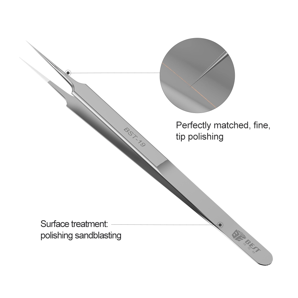 BST-19 Neueste Extra Lange Hohe Qualität Präzision Edelstahl Chip Leiter Draht Pinzette Wimpernverlängerung Volume Pinzette