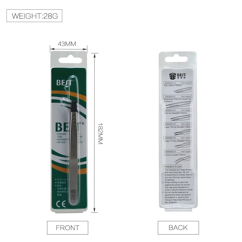 BST-250 ESD Edelstahl Tweezes mit wechselbaren Wohnung TTIP