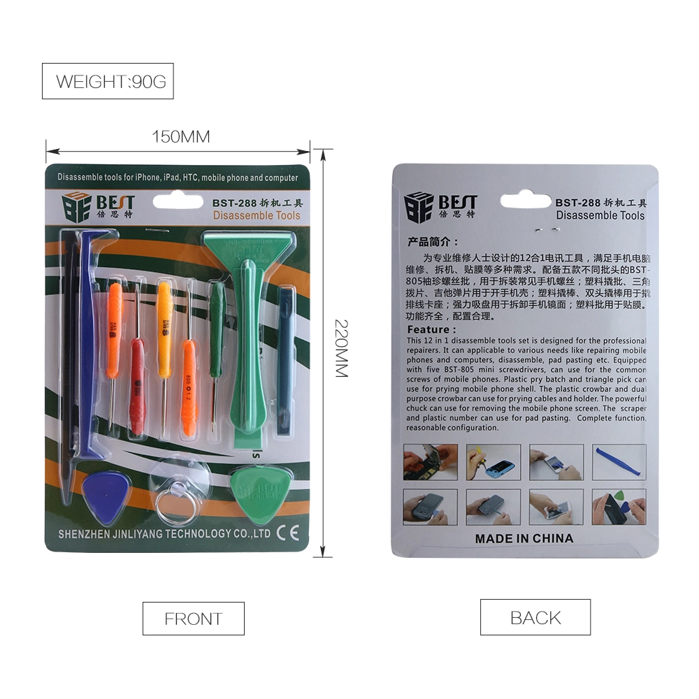 BST-288 12 en 1 Outils à main gratuits pour échantillons Outils de dissimulation Pry kit d'ouverture pour iPhone iPad Téléphone mobile