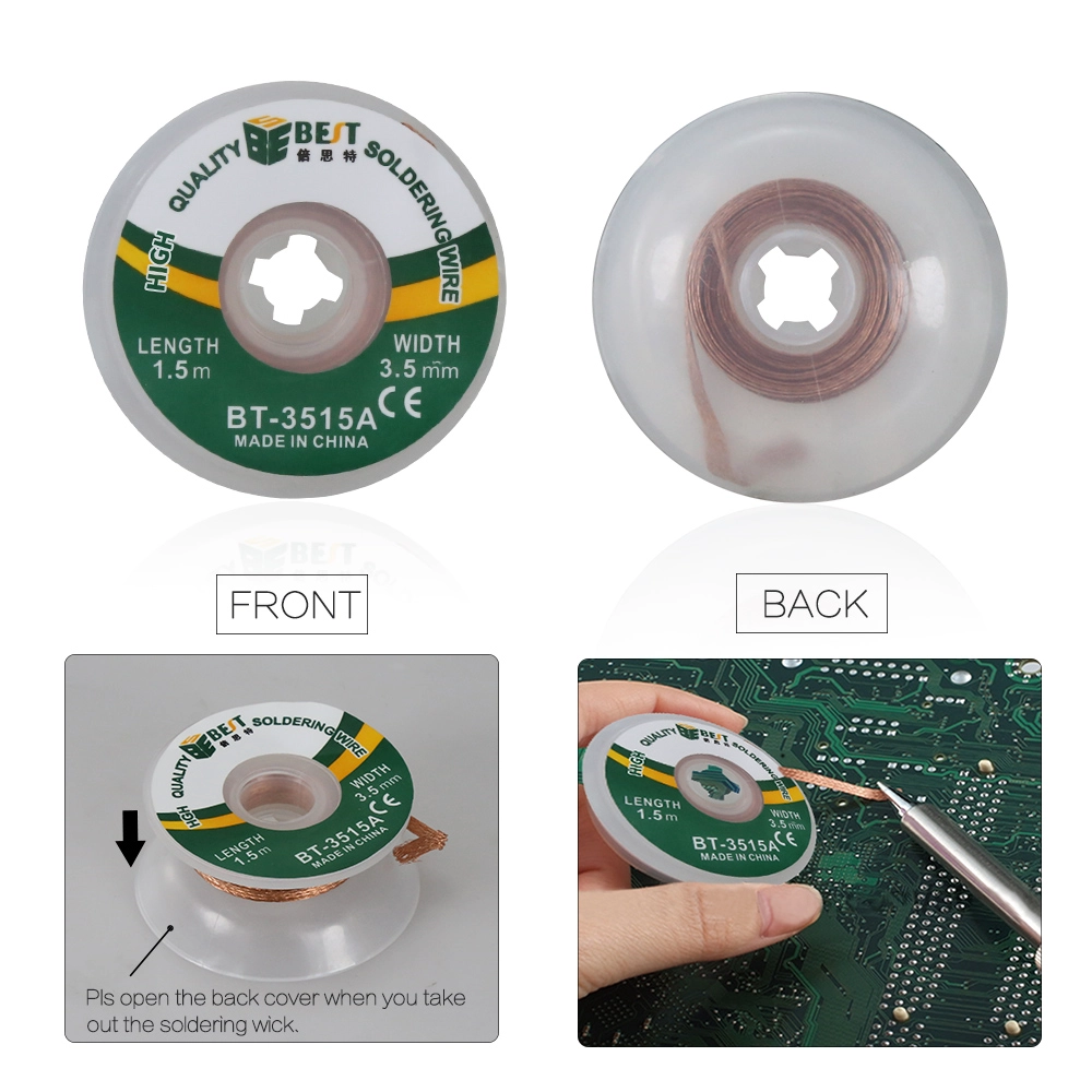 BST-3515A Löten Docht Desoldering Braid Lötdraht 3,5 mm Saugleitung 1,5 m Länge Docht / Löten Zubehör