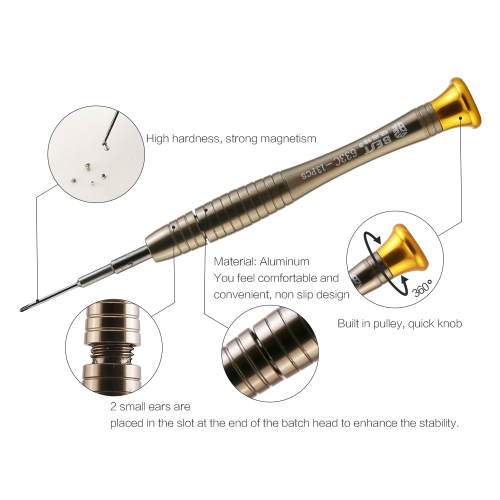 Ferramentas de reparo de telefone multifuncional BST-663C Conjunto de parafusos de precisão com chave de fenda com estojo de couro