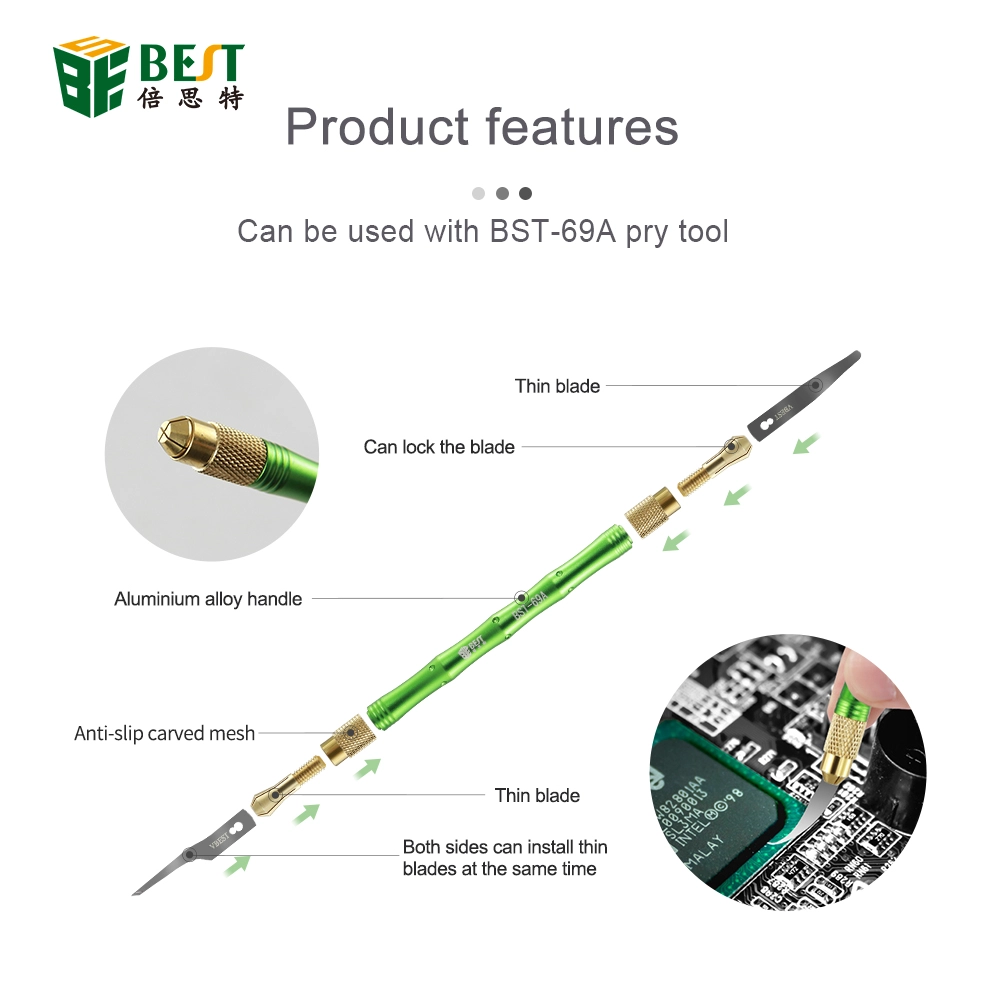 BST-69A + 4 in 1 Handfinish Sexy Klingen CPU IC Chipkleber Entferner Messer Motherboard PCB Unterfüllslos Clear Scraping Pry-Tool