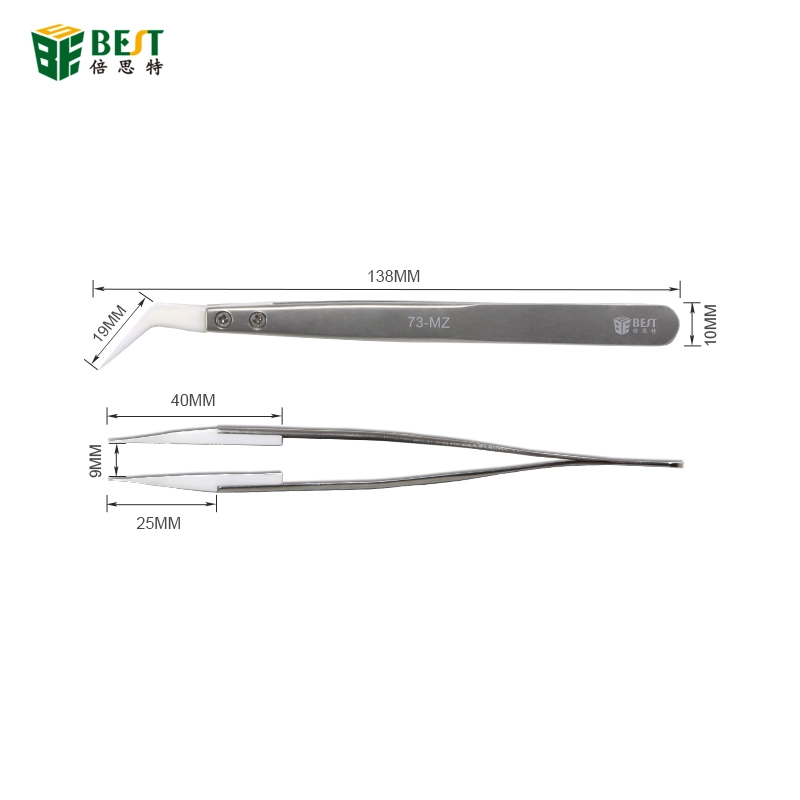 BST- 73 MZ Anti-static ceramic and stainless steel tweezers of custom eyelash applicator tweezers eyebrow