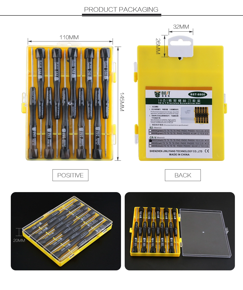 BST-8800E Tournevis magnétique multifonction de précision 10 in1 pour iphone samsung repair open tool Kit de tournevis