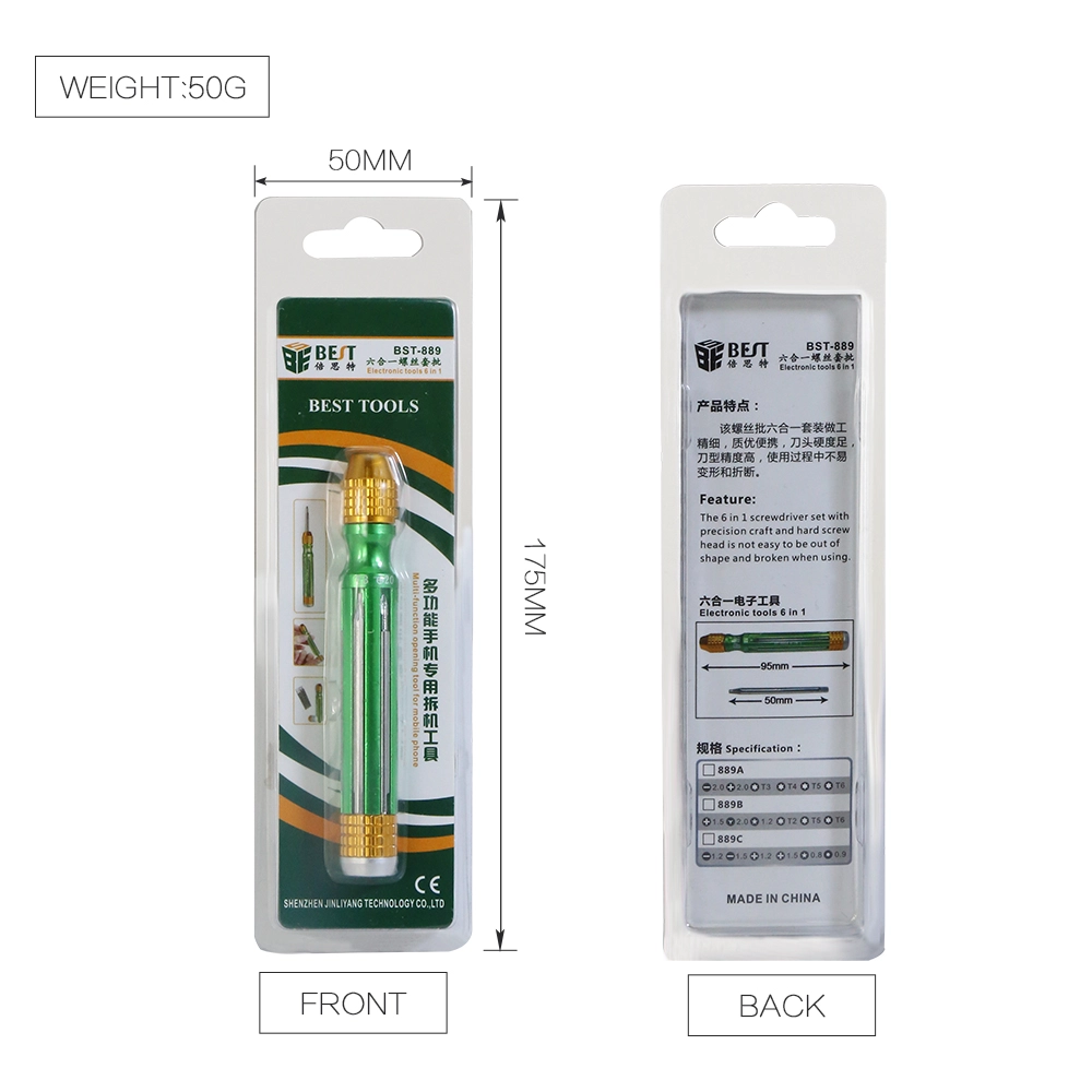 BST-889A 6 in 1 Cr-V acciaio intercambiabile Pentalobe 1.2 Phillips Cacciavite di precisione scanalato set