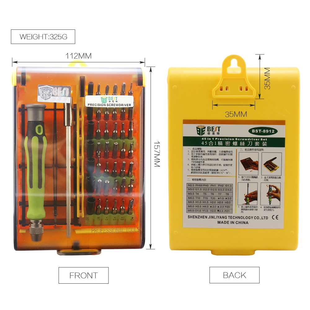 BST-8912 45pcs Magnetic Präzisions-Schraubendreher-Set für Computer-Handy