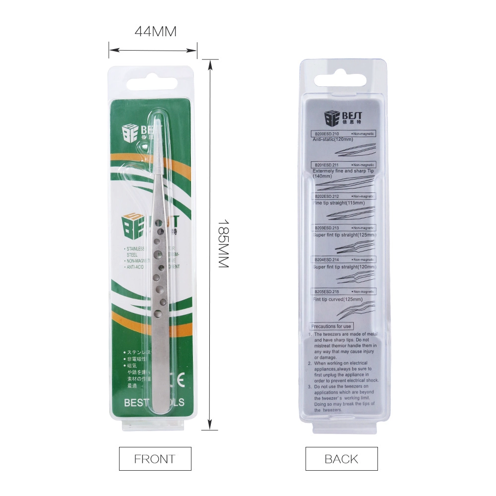 BST-JK11SA Professional Mobile Phone Repair Tweezers Electric Precision Stainless Steel Straight Tine tweezers