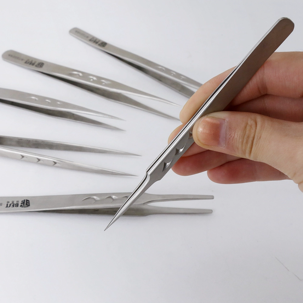 BST-Matt Pinzette Spitze gerade gebogene Wimpern Pinzette