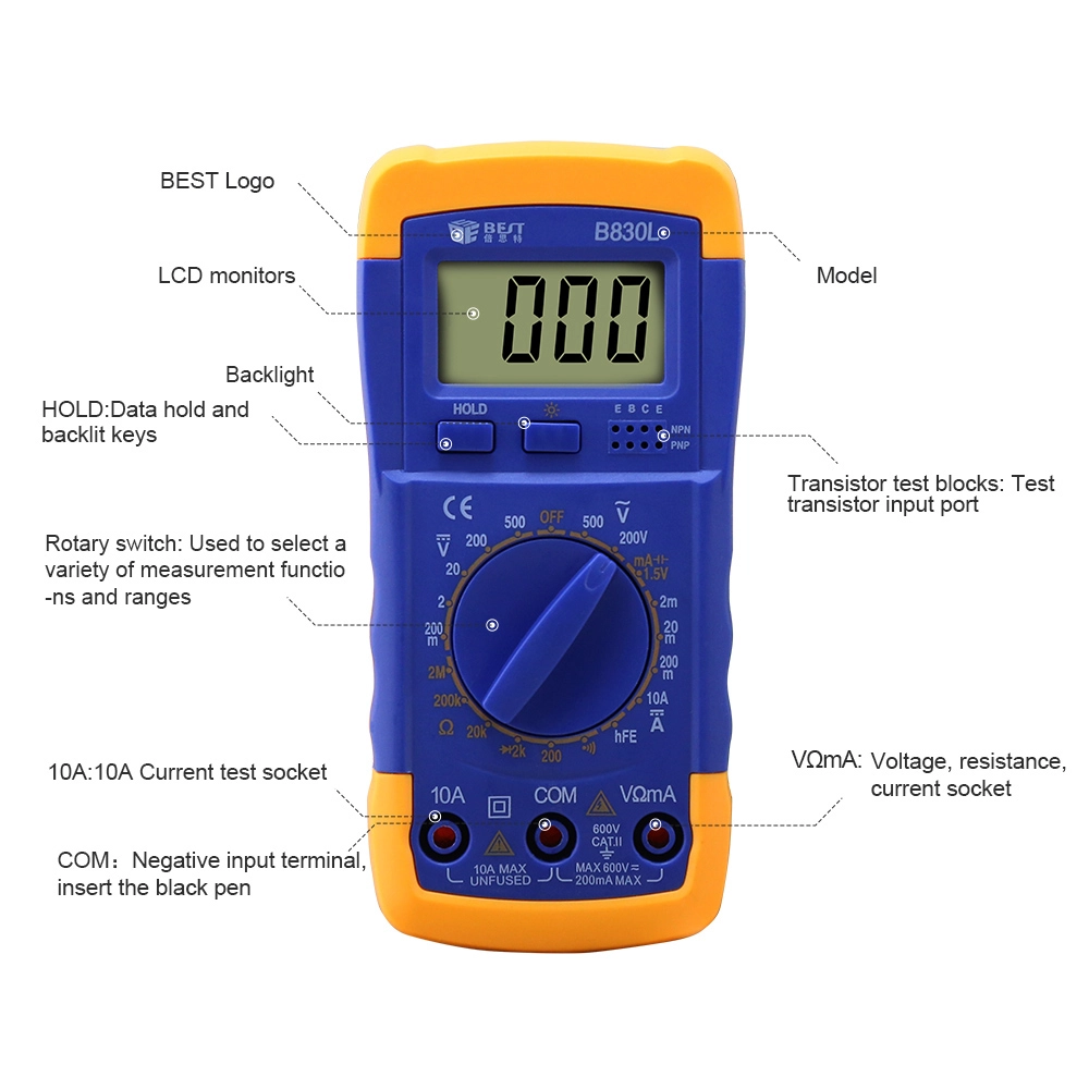 China Digital Multimeter Supplier Manual Range Multi-function BEST-B 830L