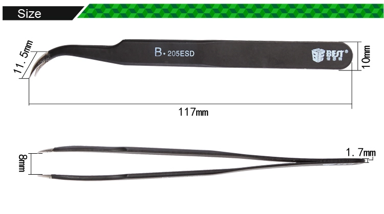 Gebogene Pinzette für Wimpernverlängerung Edelstahl BST-205ESD