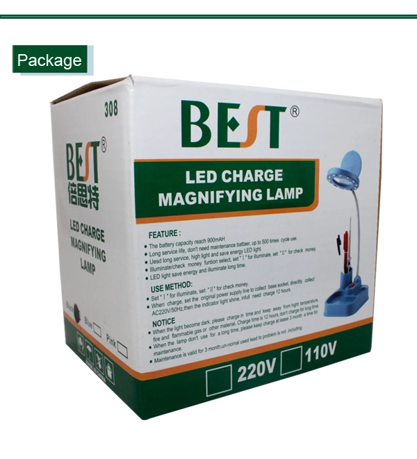Lámpara de escritorio con lupa con luz LED BST-308