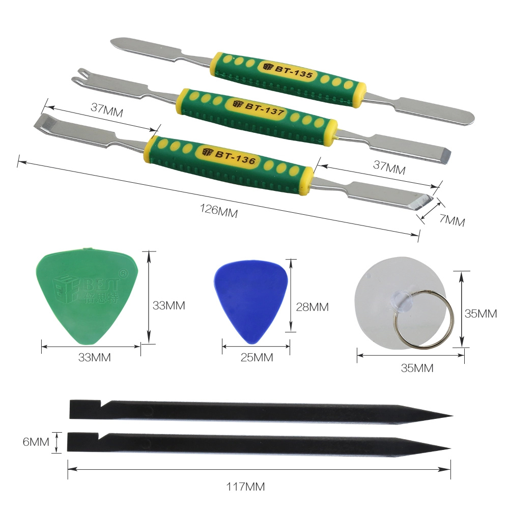 Démonter ouverture kits de réparation d'outils avec ventouse, nylon non Pry Outils, Métal Pry Bar BEST-9902