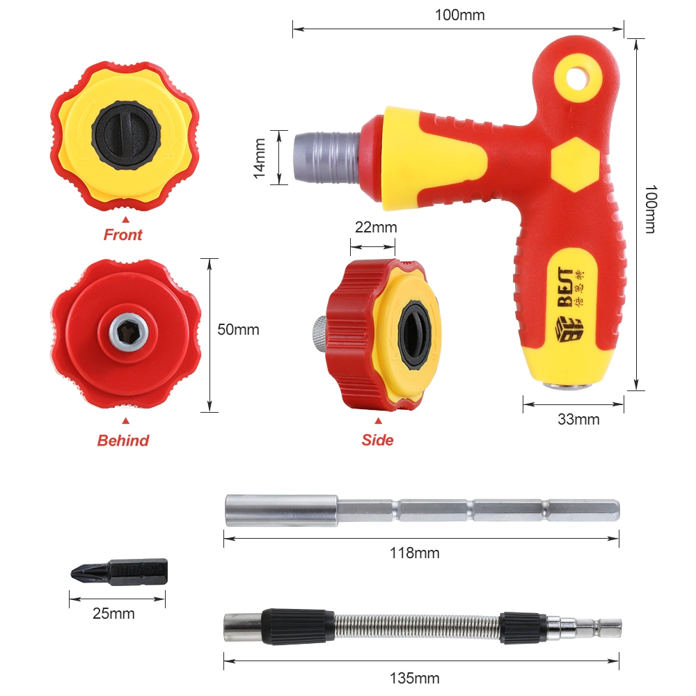 Dual-Laufwerk Ratsche Professional Schraubendreher Sets 34 Stück in 1 CRV Schraubendreher für Handy BST 2887A