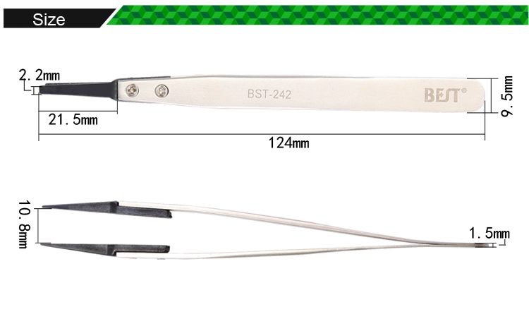 ESD plat Conseils caoutchouc pincettes droite BST-242