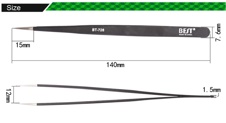 Pincettes d'extension de cils Facotry matériau acier embout droit BEST-728 de l'offre