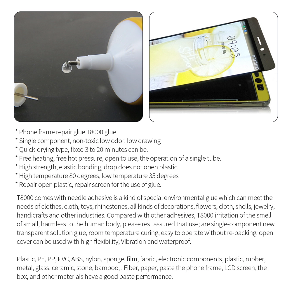 Multifiant 15 Ml 50ml 110ml T8000 Adhesive Glue pour Mobile Touch Screen Repair