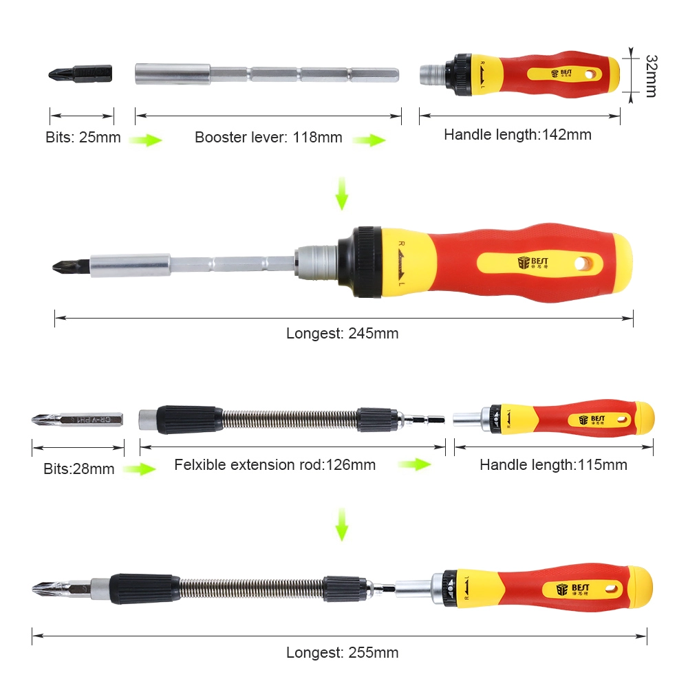 Set de tournevis Precision Tools pour réparer les téléphones portables Ordinateurs et ordinateurs portables BEST 2028B