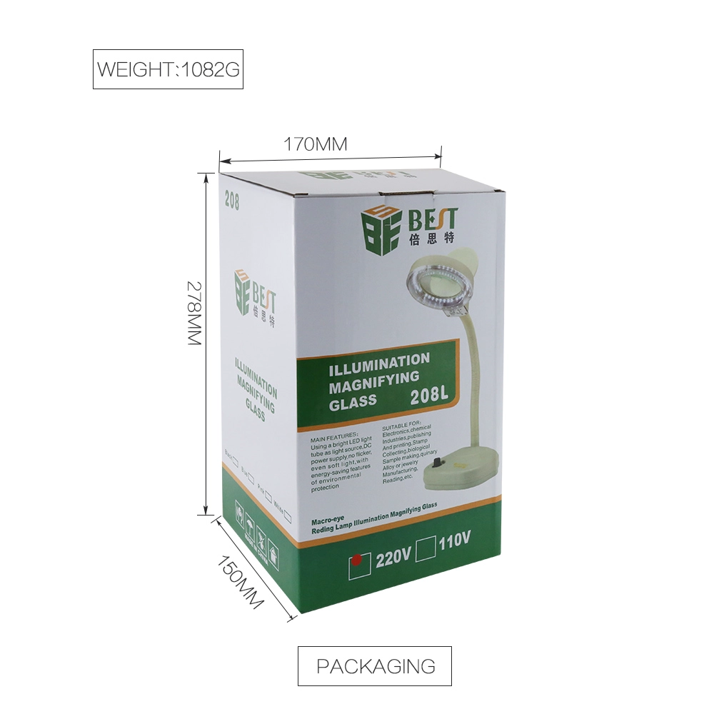 研究室用蛍光灯BST-208用デスクトップ拡大鏡