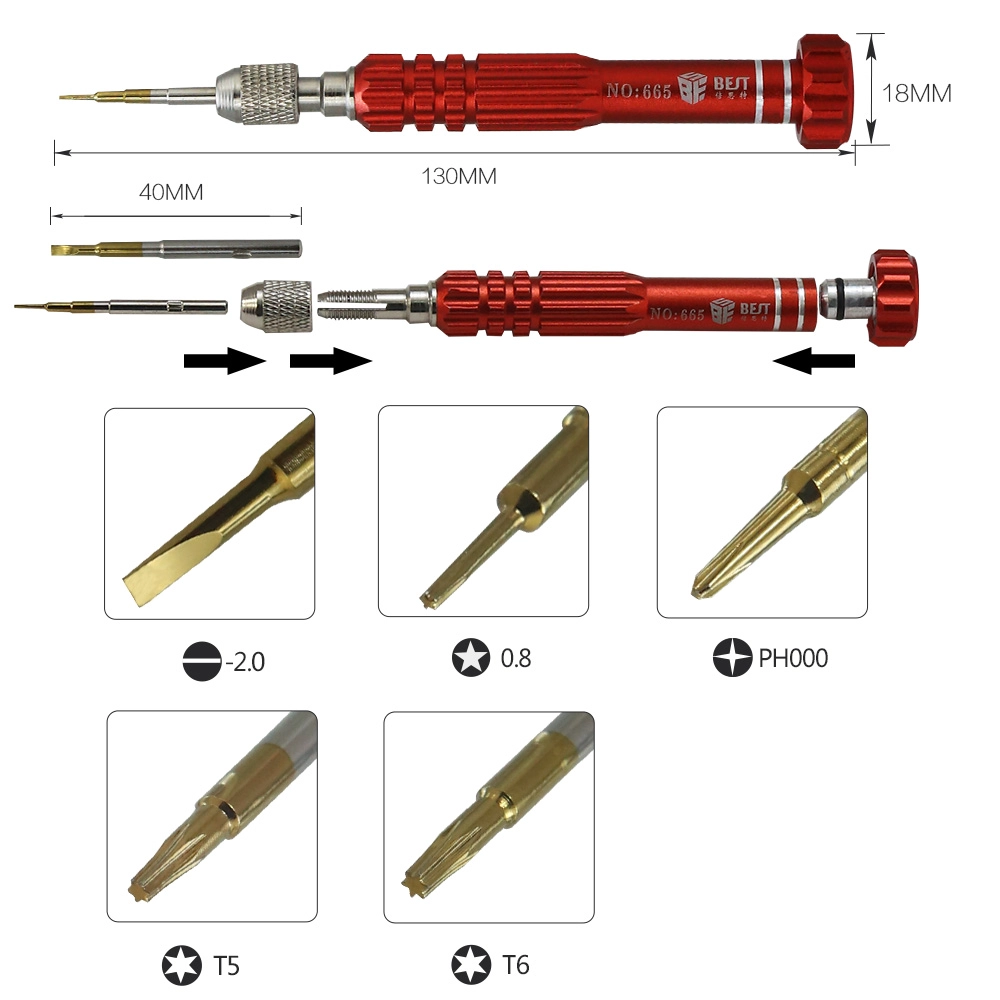 outils à main de gros interchangeables Bit tournevis Réparation BST-665