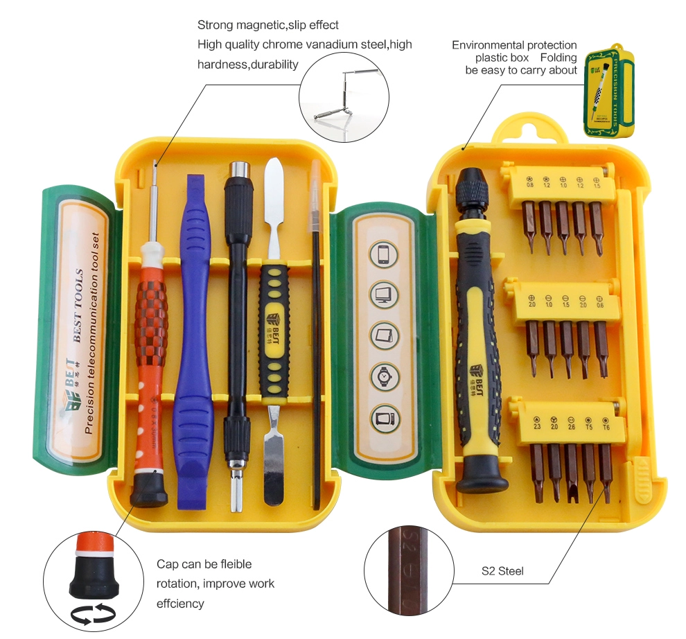 prix de gros de Kit d'outils de tournevis pour kit de réparation de téléphone portable mobile BST-8924